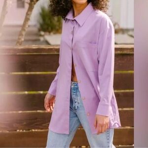 Smash + and Tess Diversion Button Shirt Dress Longsleeve Tencel Purple XS